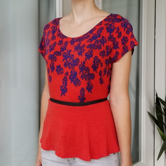 Elle Tops - ELLE Bright Floral Peplum Top